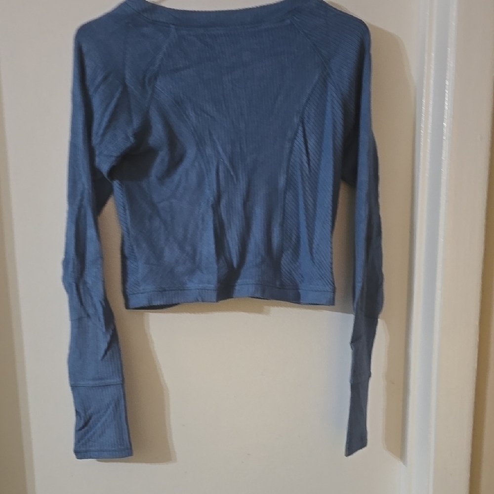 Area Stars Blue Long Sleeve‎ Ribbed Top - Picture 3 of 3